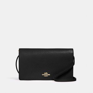 COACH hayden Foldover Clutch Crossbody 87401 shoulder bag leather BLACK